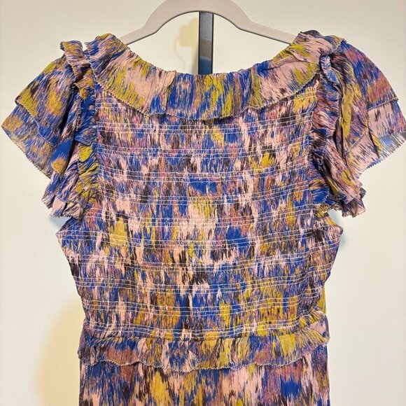 Cleobella Helene Azucar Print Ruffle Flutter Sleeve Smocked Maxi Dress - Picture 13 of 14